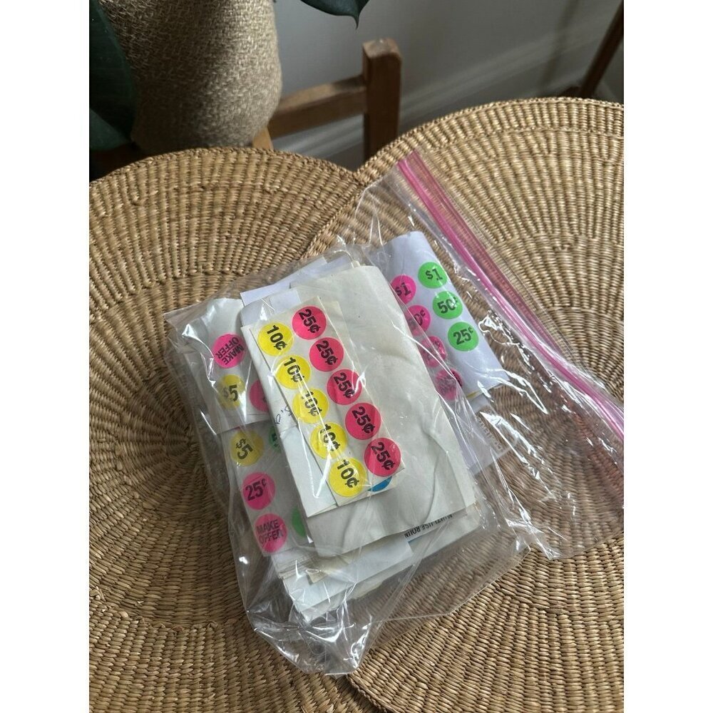 Bag of Yard Sale price tag stickers